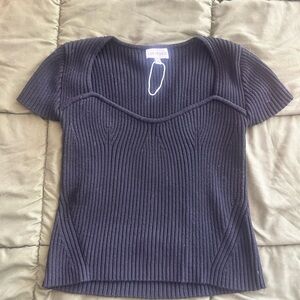 Lucy Paris Black Ribbed Knit Top
